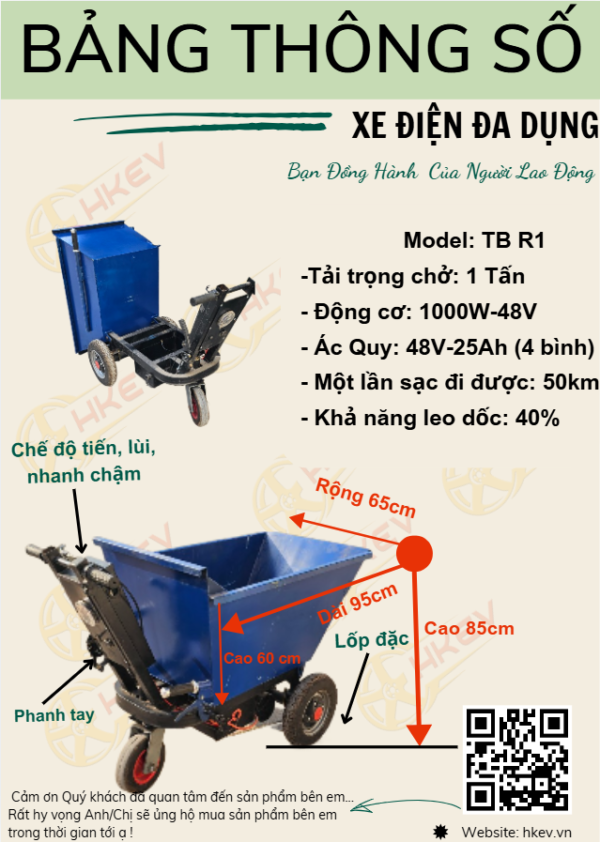 Xe điện đổ ben TB R1 - Hình ảnh 3