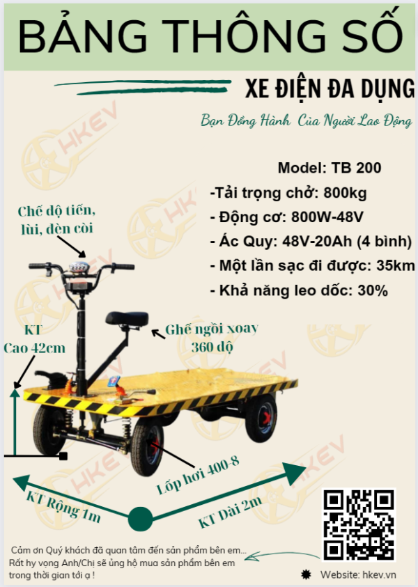 XE ĐIỆN ĐA DỤNG SÀN PHẲNG - TB200 - Hình ảnh 8
