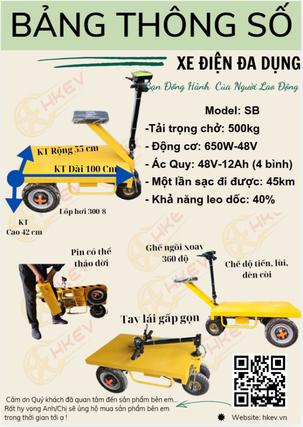 Xe điện chở hàng gấp gọn SB - Hình ảnh 3